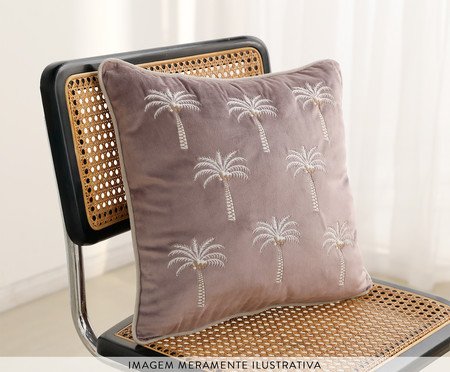 Capa de Almofada Bordada com Cordonê Coqueiros Rosê | Westwing