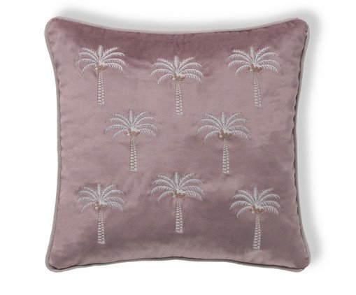 Capa de Almofada Bordada com Cordonê Coqueiros Rosê, Rose | WestwingNow