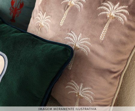 Capa de Almofada Bordada com Cordonê Coqueiros Rosê | Westwing