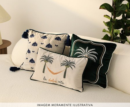 Capa de Almofada Bordada com Cordonê Bangkok Verde | Westwing
