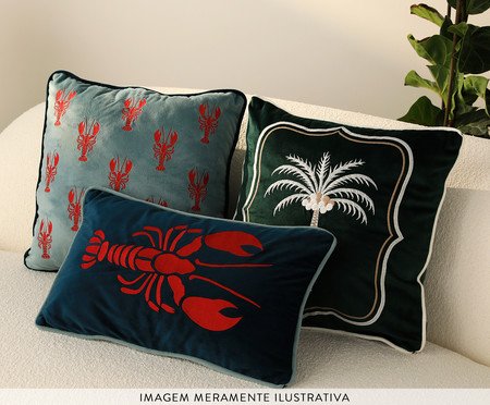 Capa de Almofada Bordada com Cordonê Lagostim Azul Marinho | Westwing