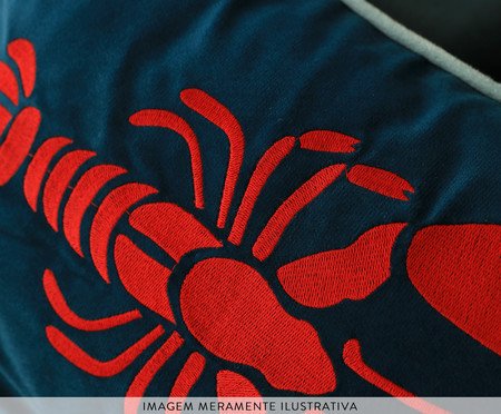 Capa de Almofada Bordada com Cordonê Lagostim Azul Marinho | Westwing
