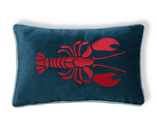 Capa de Almofada Bordada com Cordonê Lagostim Azul Marinho, blue | WestwingNow