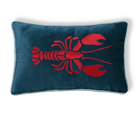 Capa de Almofada Bordada com Cordonê Lagostim Azul Marinho | Westwing