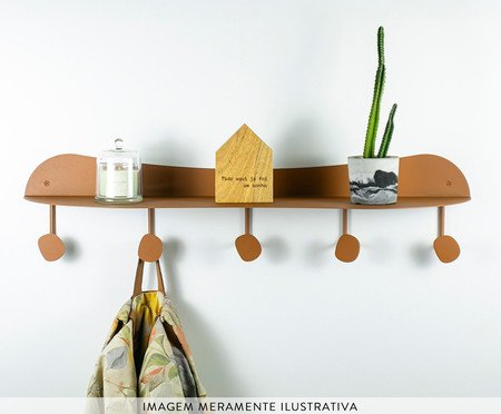 Prateleira Cabideiro Orgânica de Aço Joá TerraCota | Westwing