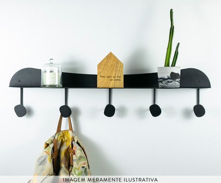 Prateleira Cabideiro Orgânica de Aço Joá Preto | Westwing