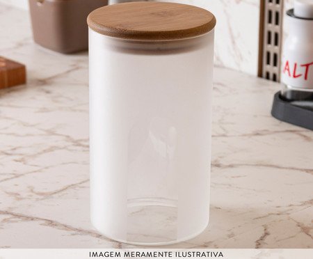 Pote com Tampa Bambu Frosted - 1,15L | Westwing