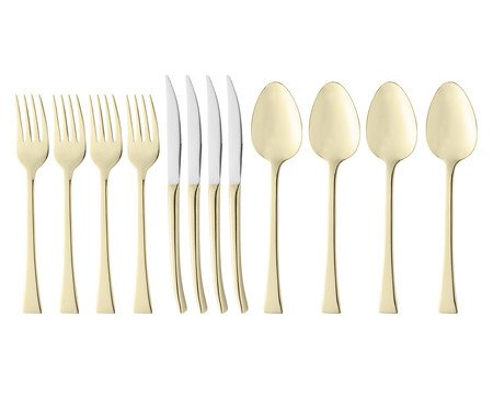 Faqueiro de Aço Inox Berna Dourado | Westwing