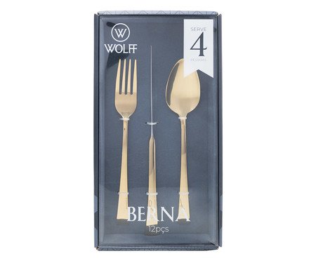 Faqueiro de Aço Inox Berna Dourado | Westwing