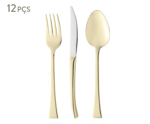 Faqueiro de Aço Inox Berna Dourado, gold | WestwingNow