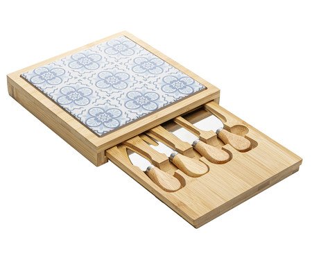 Jogo para Queijo com Tábua Mosaico Bambu | Westwing