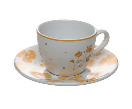 Xícara para Chá com Pires Doce Encanto Amarelo | Westwing