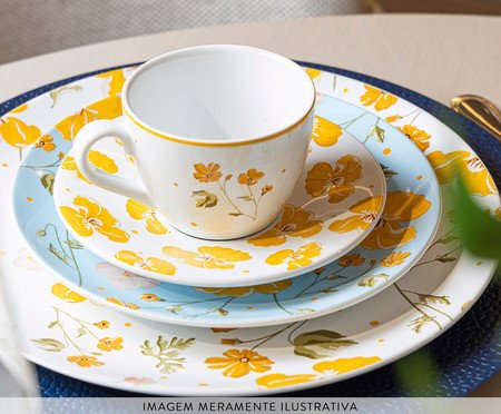 Xícara para Chá com Pires Doce Encanto Amarelo | Westwing