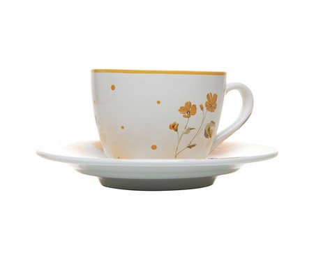 Xícara para Chá com Pires Doce Encanto Amarelo | Westwing