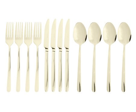 Faqueiro de Aço Inox Viena Dourado | Westwing