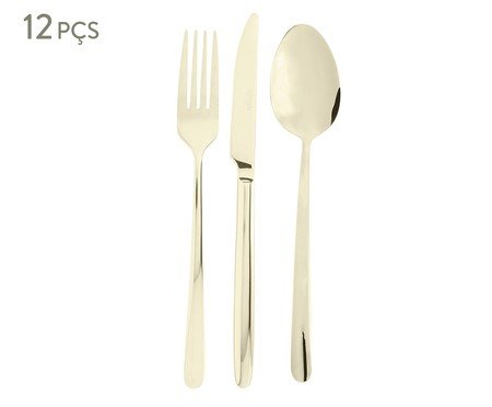 Faqueiro de Aço Inox Viena Dourado | Westwing