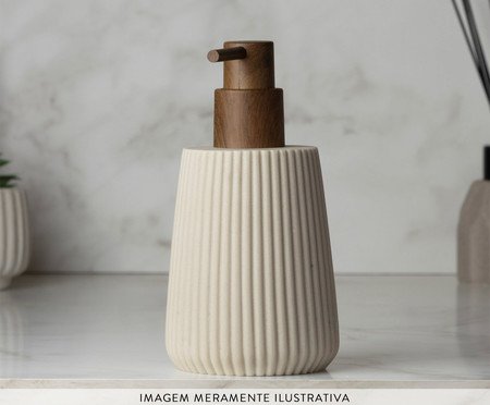 Porta-sabonete Líquido Striato Bege | Westwing