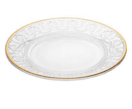 Prato para Sobremesa com Fio Dourado Mauve | Westwing