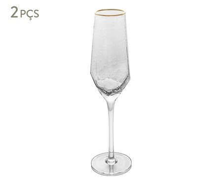 Jogo de Taças para Champagne com Fio Dourado Taj | Westwing