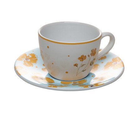 Xícara para Chá com Pires Doce Encanto Azul Claro | Westwing