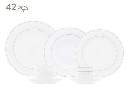 Aparelho de Jantar em Porcelana com Borda Prateada Mônaco | Westwing