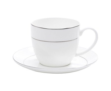 Aparelho de Jantar em Porcelana com Borda Prateada Mônaco | Westwing