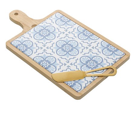 Jogo de Bandeja com Tábua e Faca Mosaico | Westwing