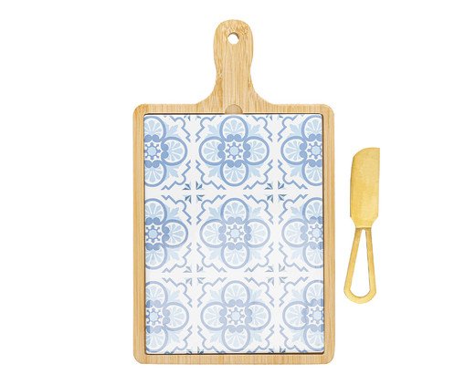 Jogo de Bandeja com Tábua e Faca Mosaico, blue | WestwingNow