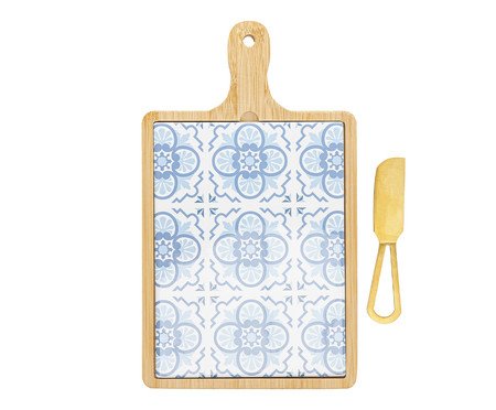 Jogo de Bandeja com Tábua e Faca Mosaico | Westwing