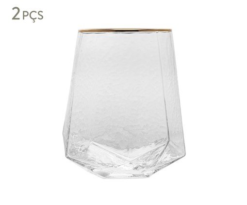 Jogo de Copos Baixo com Fio Dourado Taj, transparent | WestwingNow