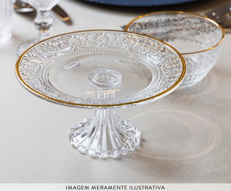 Prato com Pé com Fio Dourado Mauve | Westwing