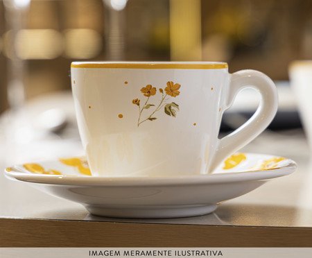 Xícara para Café com Pires Doce Encanto Amarelo | Westwing
