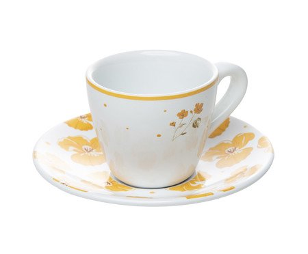 Xícara para Café com Pires Doce Encanto Amarelo | Westwing