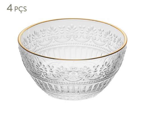 Jogo de Bowls com Fio Dourado Mauve, transparent | WestwingNow