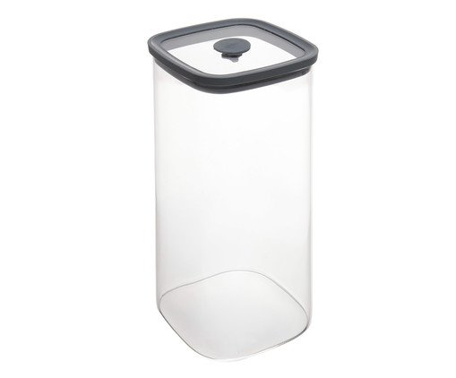 Porta-mantimento Square Cinza - 1,7L, transparent | WestwingNow