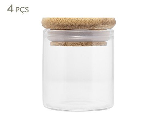 Jogo de Porta-Mantimentos Bambu Wolff - 60ml, transparent | WestwingNow