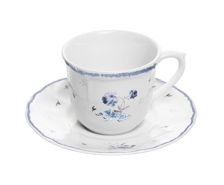 Xícara para Chá com Pires Florescer Azul | Westwing