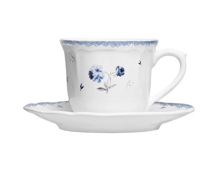 Xícara para Chá com Pires Florescer Azul | Westwing