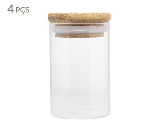 Jogo de Porta-Mantimentos Bambu Wolff - 90ml, transparent | WestwingNow