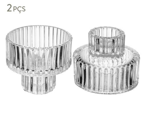 Jogo de Porta-Velas Lines ll, transparent | WestwingNow