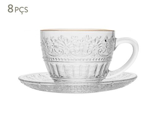 Jogo de Xícaras para Chá com Fio Dourado Mauve, transparent | WestwingNow