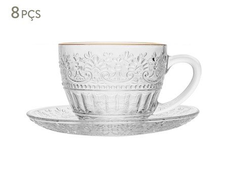 Jogo de Xícaras para Chá com Fio Dourado Mauve | Westwing