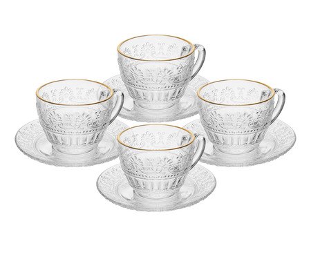 Jogo de Xícaras para Chá com Fio Dourado Mauve | Westwing