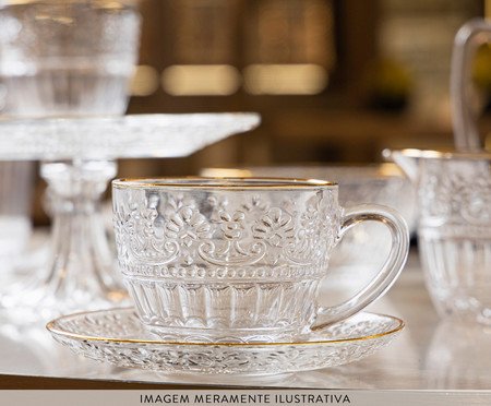 Jogo de Xícaras para Chá com Fio Dourado Mauve | Westwing