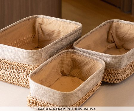Jogo de Cestas com Forro Duna | Westwing