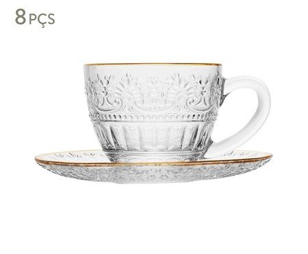 Jogo de Xícaras para Café com Fio Dourado Mauve | Westwing