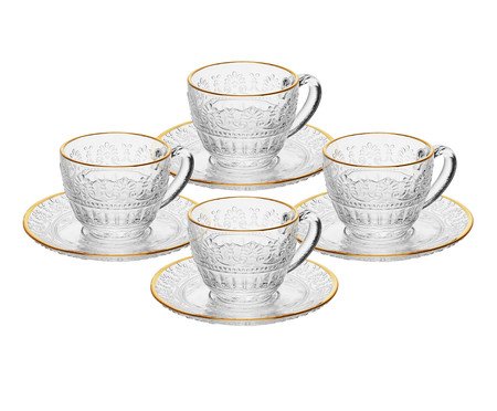 Jogo de Xícaras para Café com Fio Dourado Mauve | Westwing