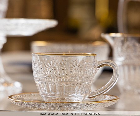 Jogo de Xícaras para Café com Fio Dourado Mauve | Westwing