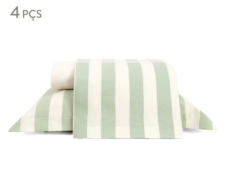 Jogo de Lençol Listras Bold Verde Menta 200 Fios | Westwing