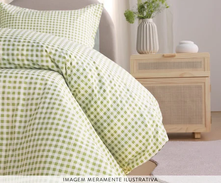 Jogo de Cobre-Leito Mini Vichy Verde Oliva 200 Fios | Westwing